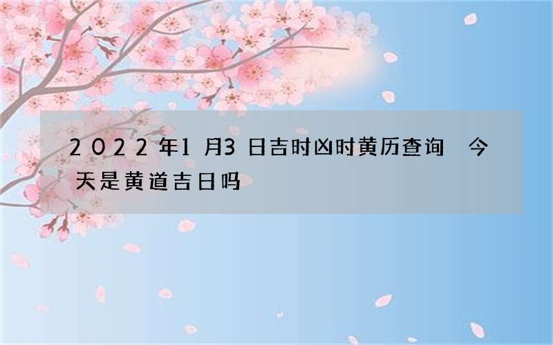 2022年1月3日吉时凶时黄历查询 今天是黄道吉日吗
